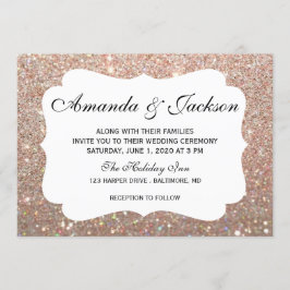 Huwelijksuitnodiging - Glit Fab Two - Roos Gold Kaart