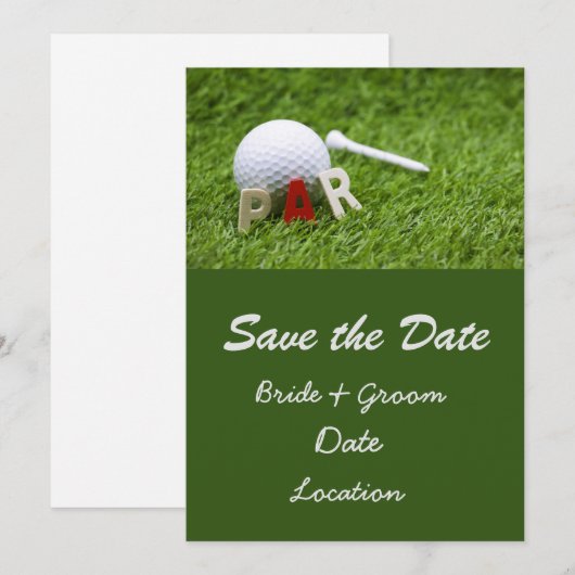 Huwelijksuitnodiging golf save the date par om te  kaart (Voorkant / Achterkant)