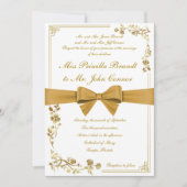 Huwelijksuitnodiging gouden lint kaart (Voorkant)