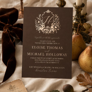 Huwelijksuitnodiging Heirloom Harvest Crest Fall Folie Uitnodiging