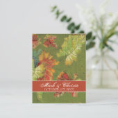 Huwelijksuitnodiging Herfst Druivenblad Batik Kaart (Staand voorkant)