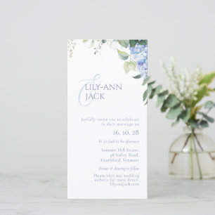 Huwelijksuitnodiging Hydrangea Plat Kaart zonder F