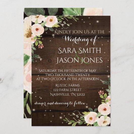 huwelijksuitnodiging kaart (Voorkant / Achterkant)