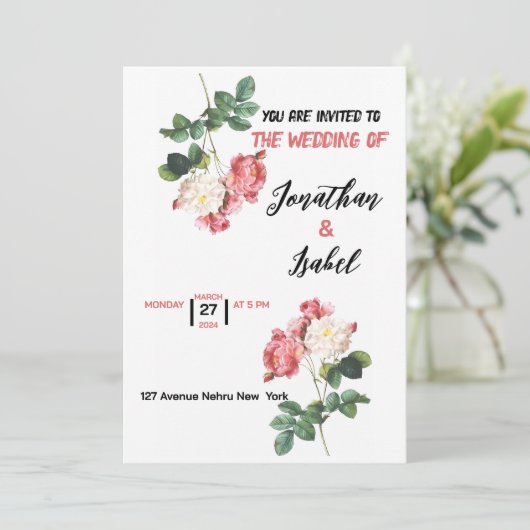 huwelijksuitnodiging kaart (Staand voorkant)