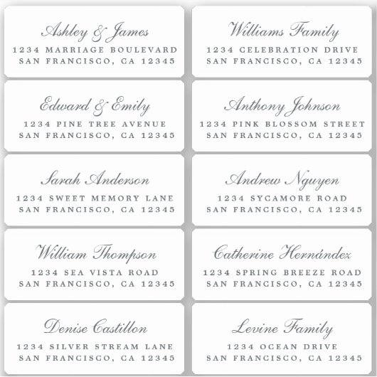 Huwelijksuitnodiging kalligrafie adreslabels voor  sticker (Voorkant)