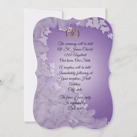 Huwelijksuitnodiging, Lavendel met Ivy aangepaste Kaart (Achterkant)