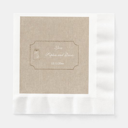 huwelijksuitnodiging | Mason Jar Linen Canvas Servet (Voorkant)