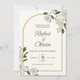 huwelijksuitnodiging met bloemenaccent kaart