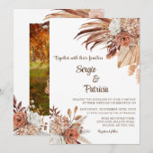 Huwelijksuitnodiging met Boho Flowers Sjabloon Kaart (Voorkant / Achterkant)