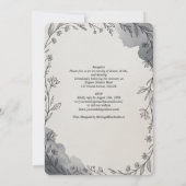 Huwelijksuitnodiging met botanische lijnkunst in H Kaart (Achterkant)
