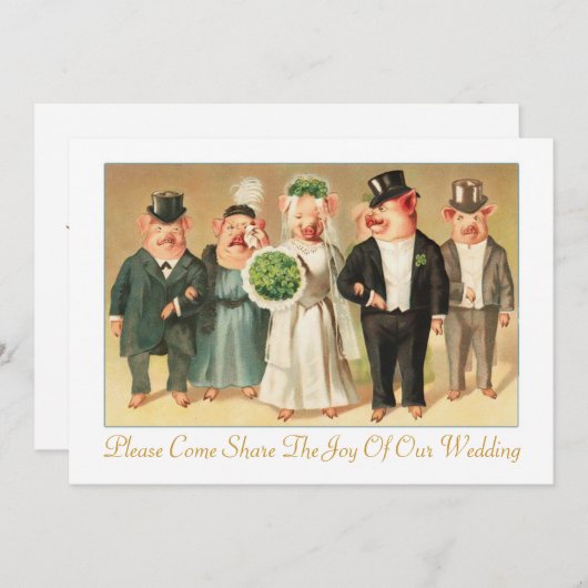 Huwelijksuitnodiging met Formele Varken Bruids Par Kaart (Voorkant / Achterkant)