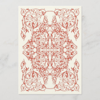 Huwelijksuitnodiging met hoekversiering (Karmozijn Kaart