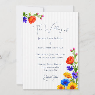 Huwelijksuitnodiging met wilde bloemen kaart