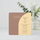 Huwelijksuitnodiging Mocha Mousse gebogen platte K (Staand voorkant)