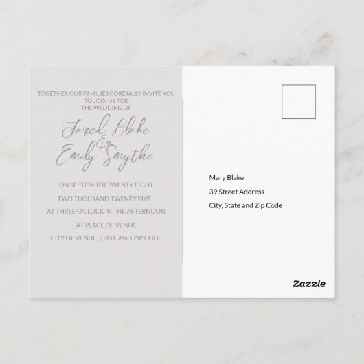 Huwelijksuitnodiging QR Code Briefkaart (Achterkant)