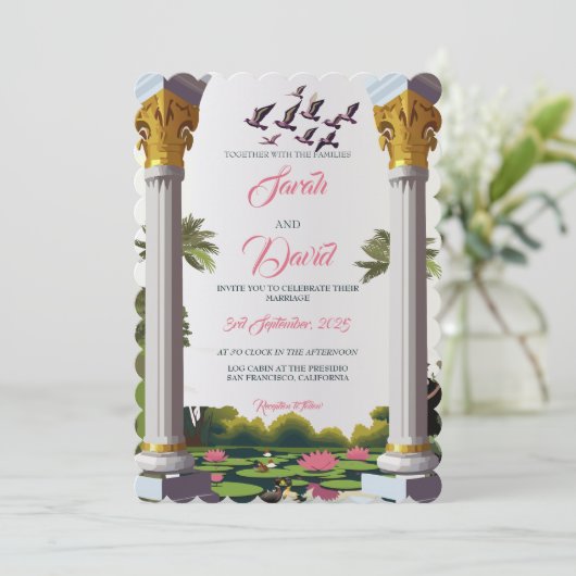 Huwelijksuitnodiging_regal retraite kaart (Staand voorkant)