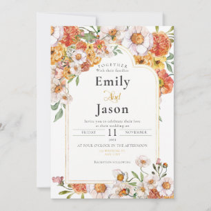 Huwelijksuitnodiging romantische bloemen bloeit kaart