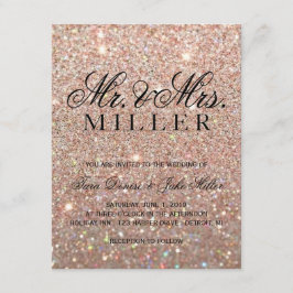 Huwelijksuitnodiging - Roos Gold Glitter Fab Kaart