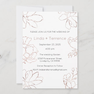 Huwelijksuitnodiging, Roos Gold Wedding Invite Kaart