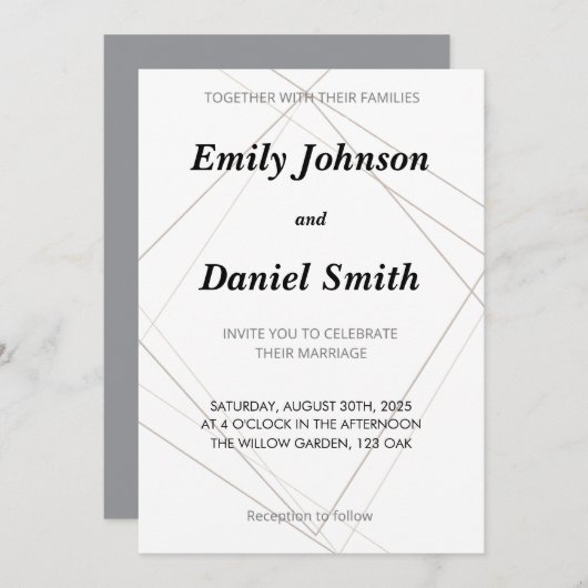 Huwelijksuitnodiging - samen met hun families kaart (Voorkant / Achterkant)