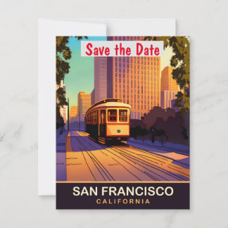 Huwelijksuitnodiging San Francisco Trolley Car Save The Date