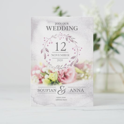 huwelijksuitnodiging sjablonen kaart (Staand voorkant)