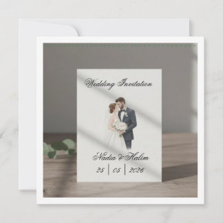 Huwelijksuitnodiging Template met Romantisch Paar Kaart