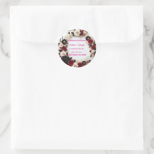 Huwelijksuitnodiging Template Ronde Sticker (Tas)