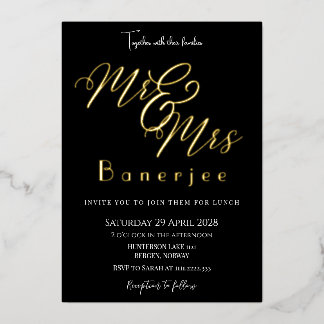 Huwelijksuitnodiging van folie voor Mr & Mrs Uitnodiging