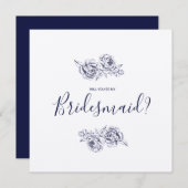 Huwelijksuitnodiging voor bruidsmeisjes in Navy Pi Kaart (Voorkant / Achterkant)