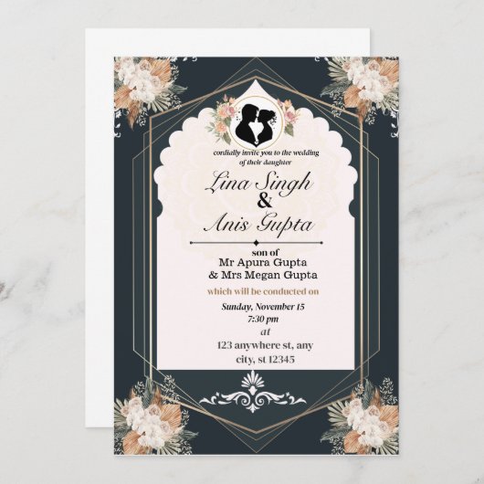 Huwelijksuitnodiging vreugde van liefde save the date (Voorkant / Achterkant)