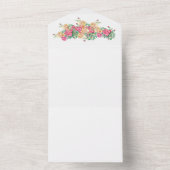 huwelijksuitnodiging, waterverf rozen all in one uitnodiging (Binnen)