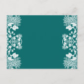 Huwelijksuitnodiging Wit op SeaBlue Flower Uitnodiging Briefkaart (Achterkant)