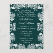 Huwelijksuitnodiging Wit op SeaBlue Flower Uitnodiging Briefkaart (Voorkant)