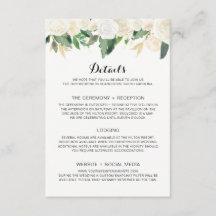 Huwelijksuitnodiging Witte Bloemen - Details Kaart