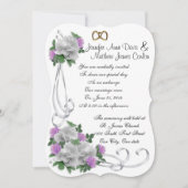 Huwelijksuitnodiging Witte en lavendel rozen Kaart (Voorkant)