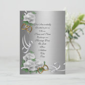 Huwelijksuitnodiging zilveren satijn kaart (Staand voorkant)