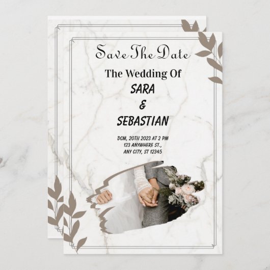 Huwelijksuitnodigingen | Heart Effect liefdesverha Kaart (Voorkant / Achterkant)