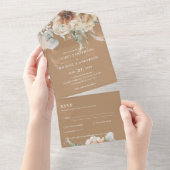 Huwelijksuitnodigingen met RSVP | BOHO Pampas Gras All In One Uitnodiging (Afscheurbaar)