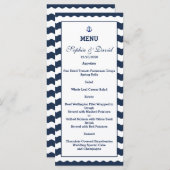 Huwelijksuitnodigingen | Nautische Navy Waves Menu (Voorkant / Achterkant)