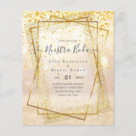 Huwelijksuitnodigingen, Spaans Huwelijk GOLD Budge Flyer
