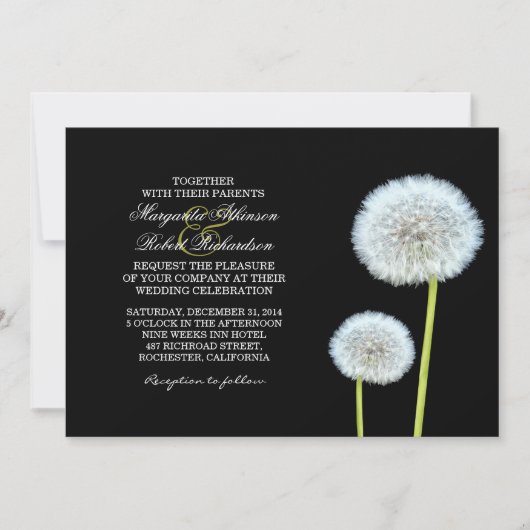 huwelijksuitnodigingen voor dandelions kaart (Voorkant)