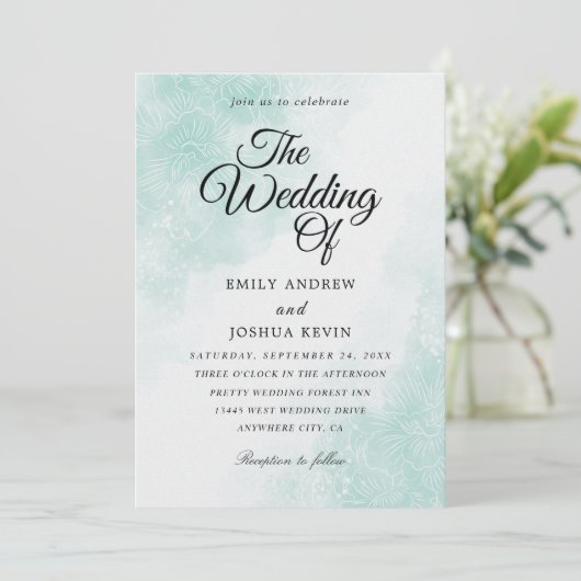 huwelijksuitnodigingen voor waterverf kaart (Staand voorkant)