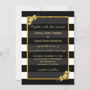 Huwelijksuitnodigingen   Zwarte goudstaven van gou Kaart