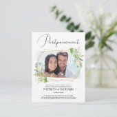 Huwelijksuitstel Greenery Fotoaankondiging Briefkaart (Staand voorkant)
