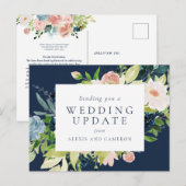 Huwelijksupdate marine floral briefkaart (Voorkant / Achterkant)