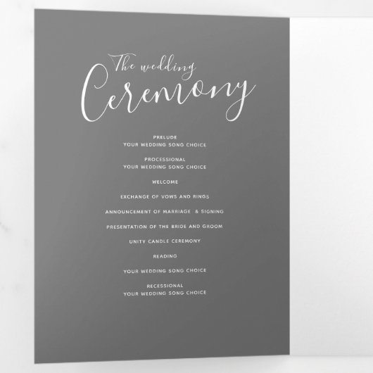 Huwelijksvernieuwing ceremonie geel grijs programm drieluik programma (Binnenzijde eerst)