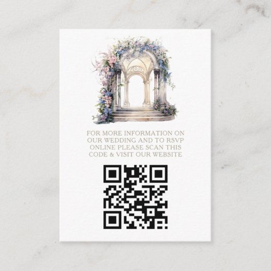 Huwelijkswebsite Floral Arch Foto QR Code Informatiekaartje (Voorkant)
