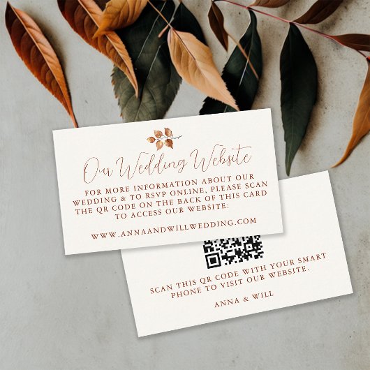 Huwelijkswebsite QR Code Fall Leaves Bruiloft Informatiekaartje