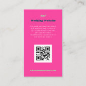 Huwelijkswebsite QR Code RSVP Hot Pink Retro Groov Informatiekaartje (Voorkant)